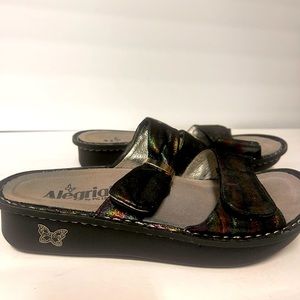 Black Karmen Rainbow Platform Wedge Sandal